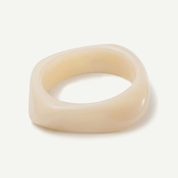 White Cream Square Resin Bangle