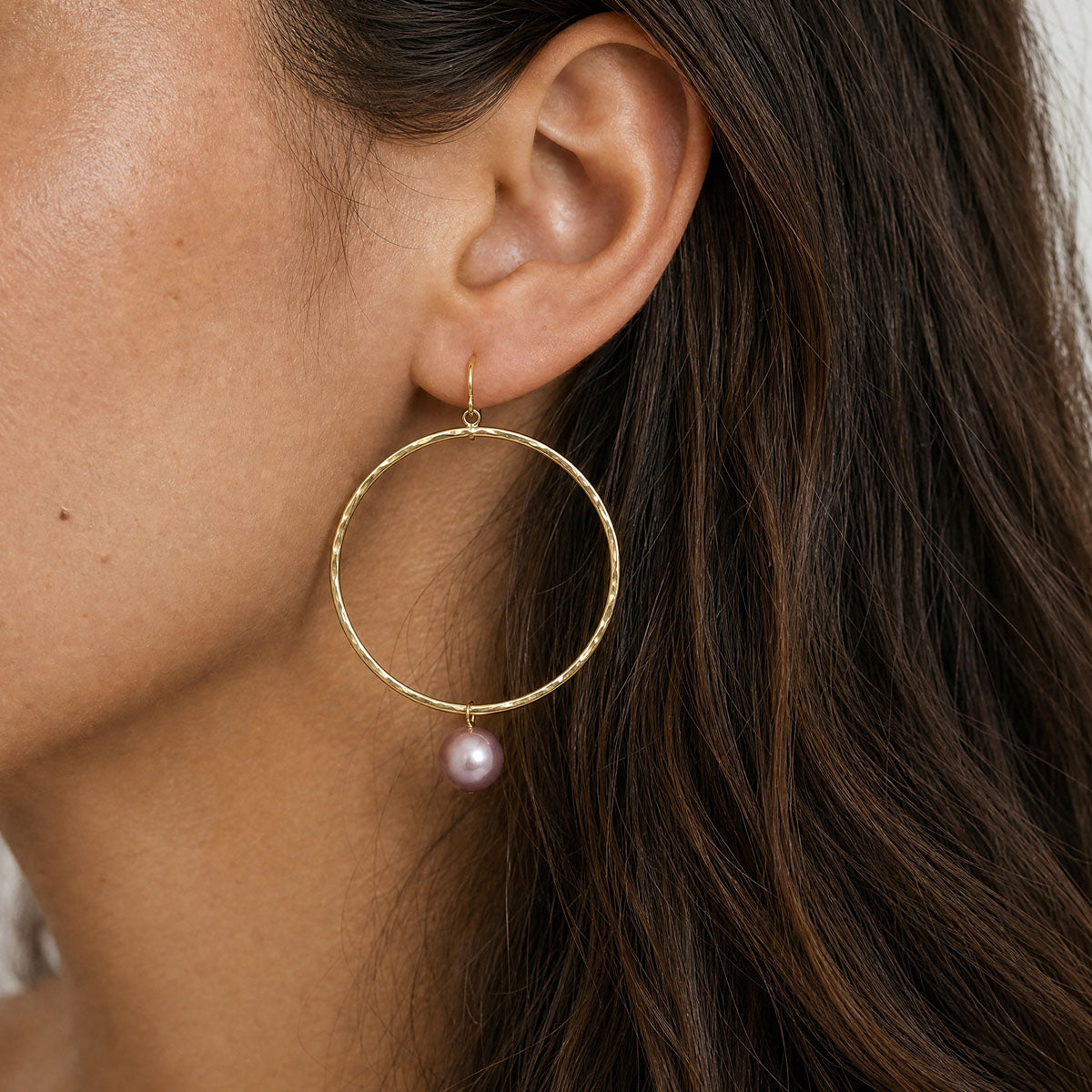 Lulu Pink Pearl Hoops