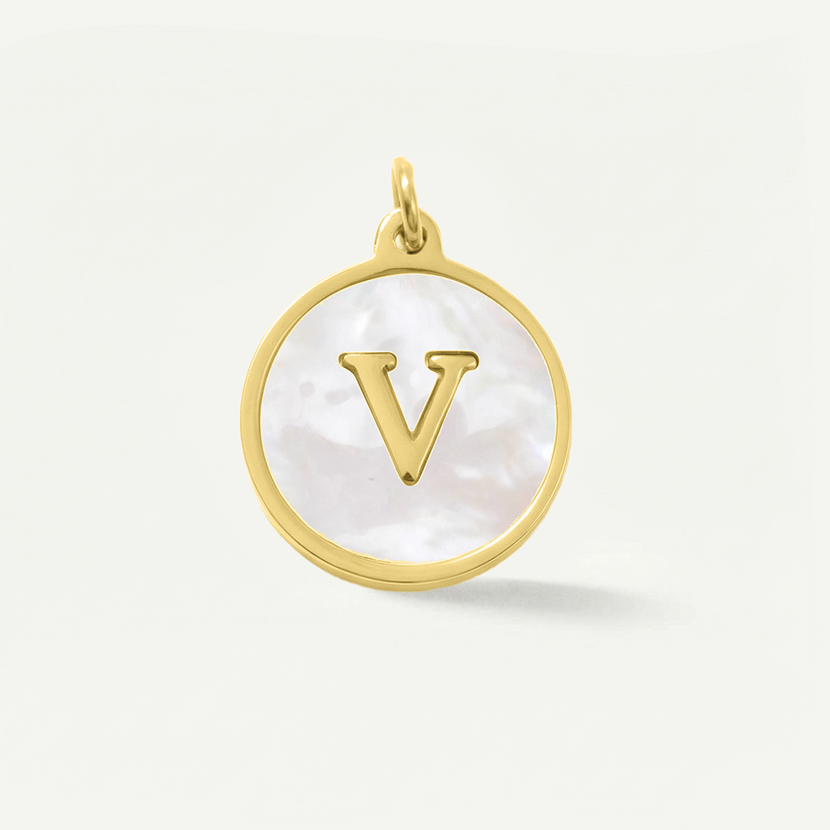 MOP Circle Monogram Letter Charm