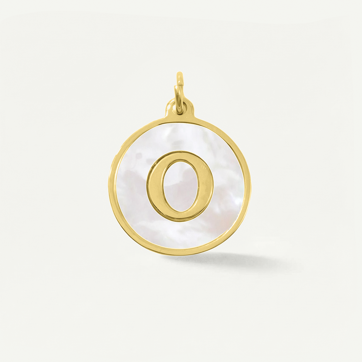 MOP Circle Monogram Letter Charm