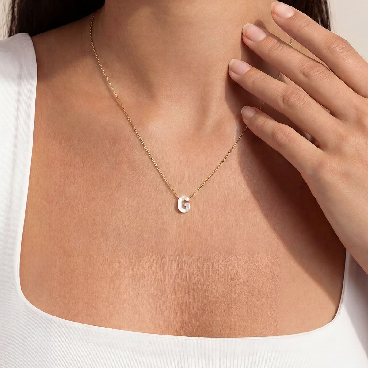 Monogram Mini Mother of Pearl Necklace