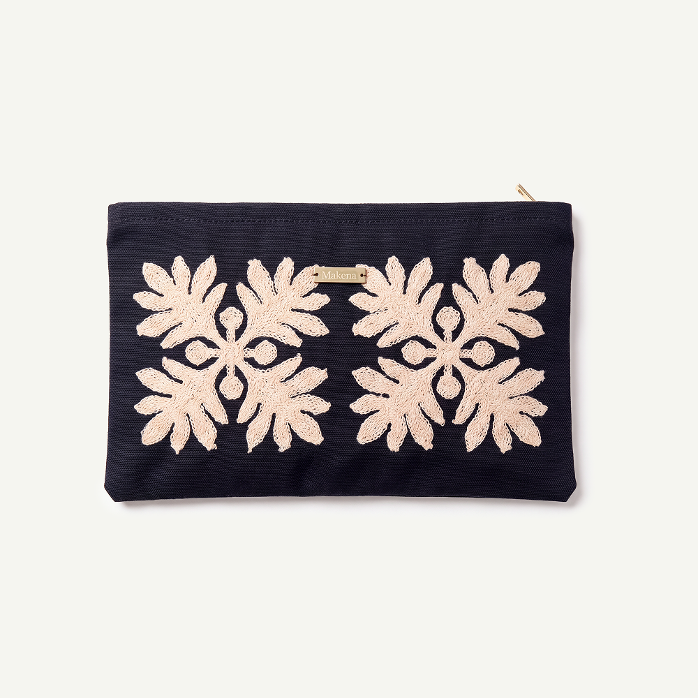 ‘Ulu Quilt Embroidered Large Clutch