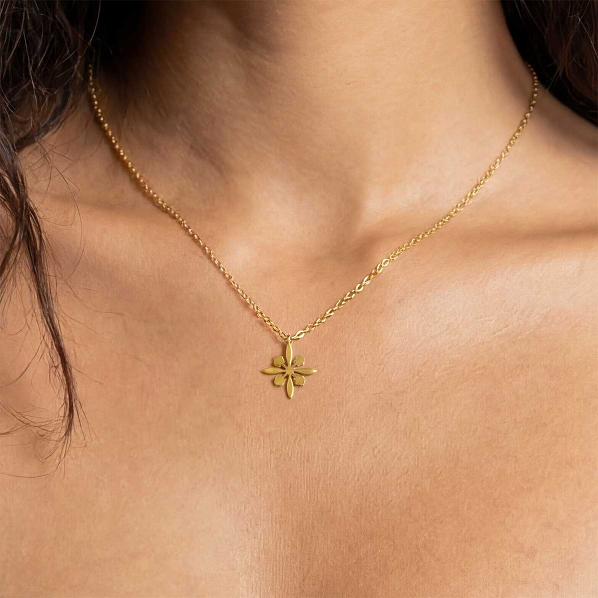 Protea Quilt Necklace, Gold