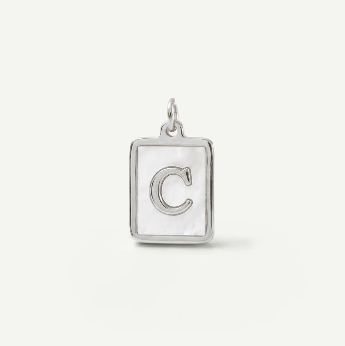 MOP Rectangle Monogram Letter Charm