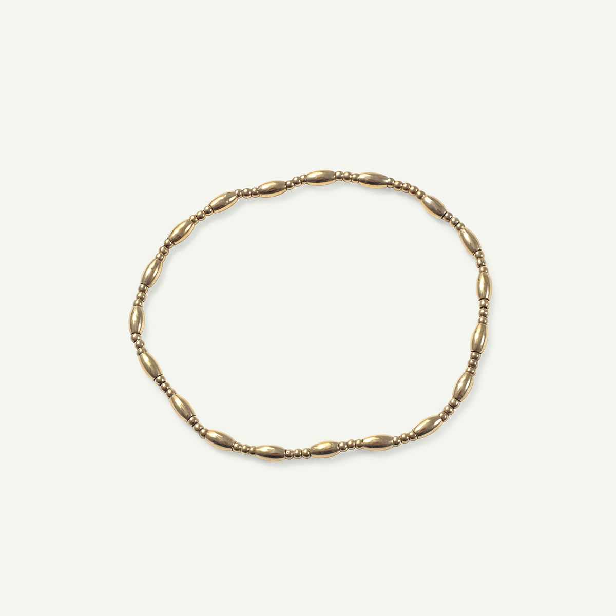 Circle and Oval Bead Elastic Bracelet, Gold