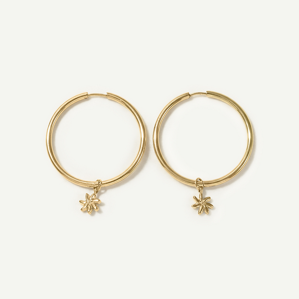 Tiare Mini Charm Large Hoops, Gold