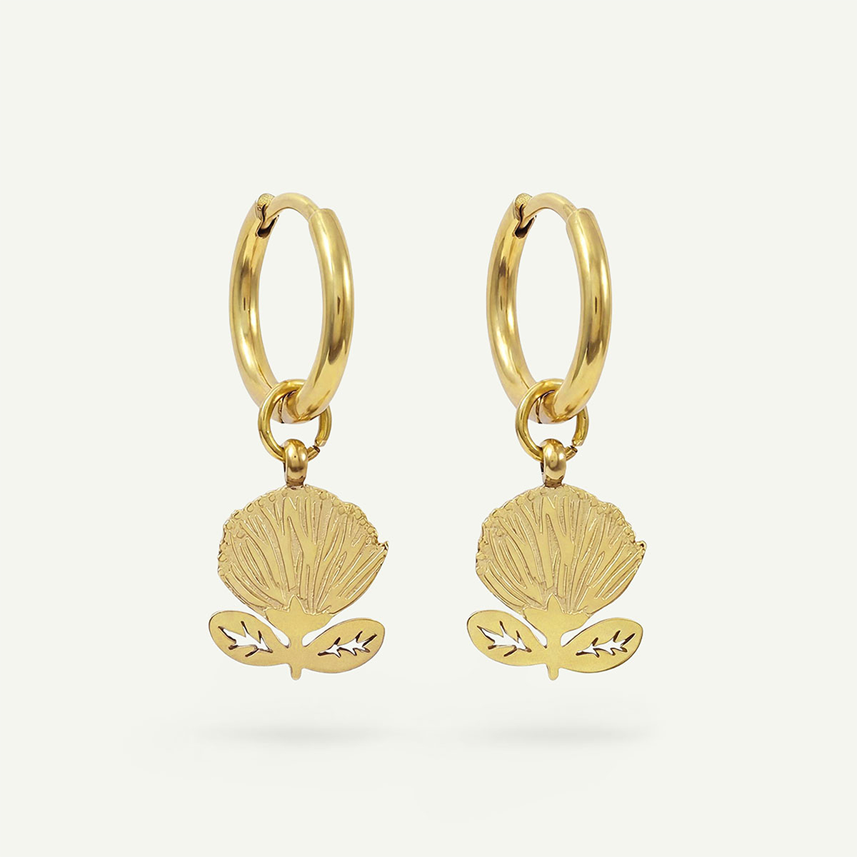 ‘Ōhi‘a Lehua Mini Hoops, Gold