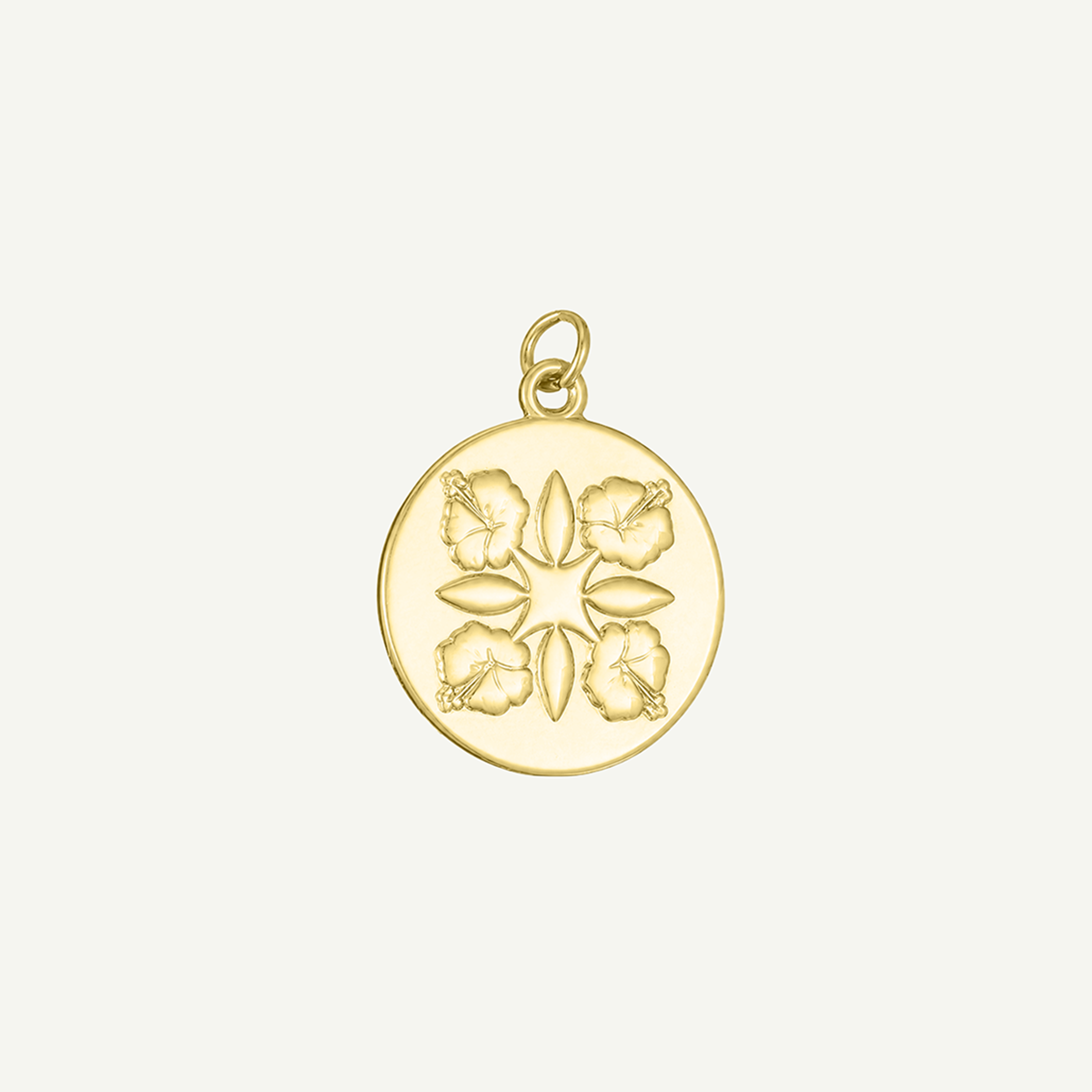 HIbiscus Quilt Circle Pendant