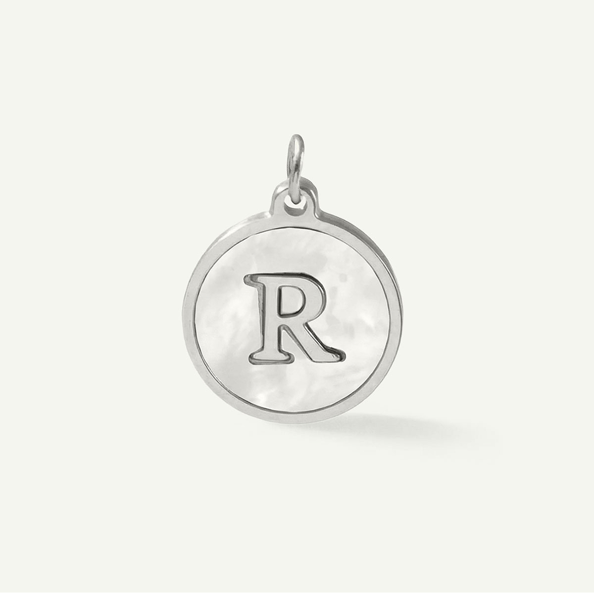 MOP Circle Monogram Letter Charm