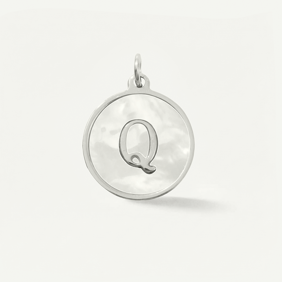 MOP Circle Monogram Letter Charm