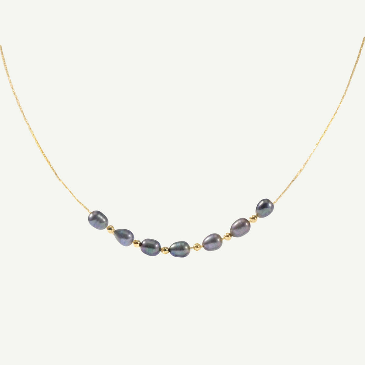 Ehiku Dark Pearl Necklace, Gold