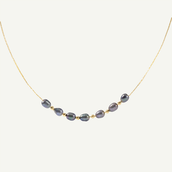 Ehiku Dark Pearl Necklace, Gold