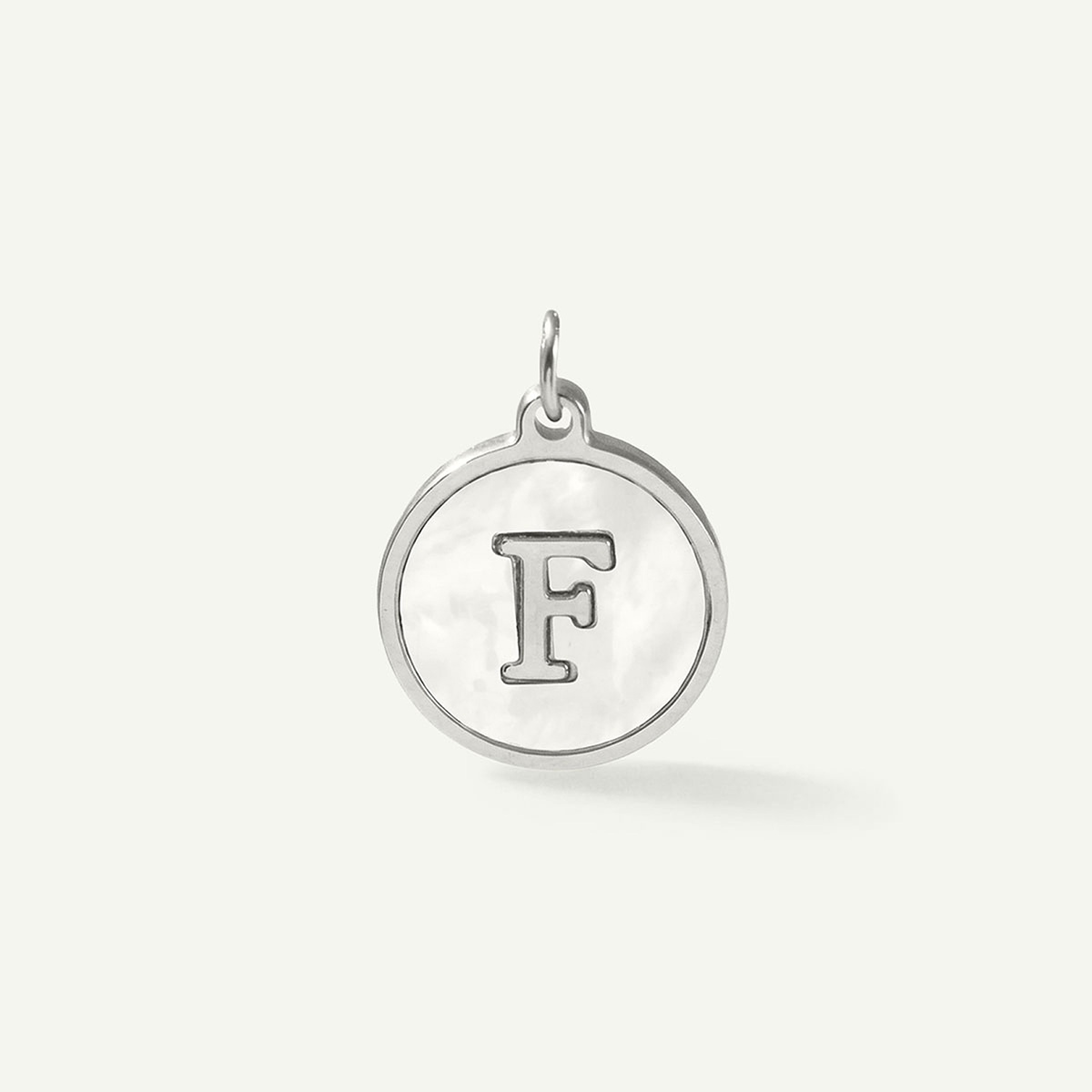 MOP Circle Monogram Letter Charm