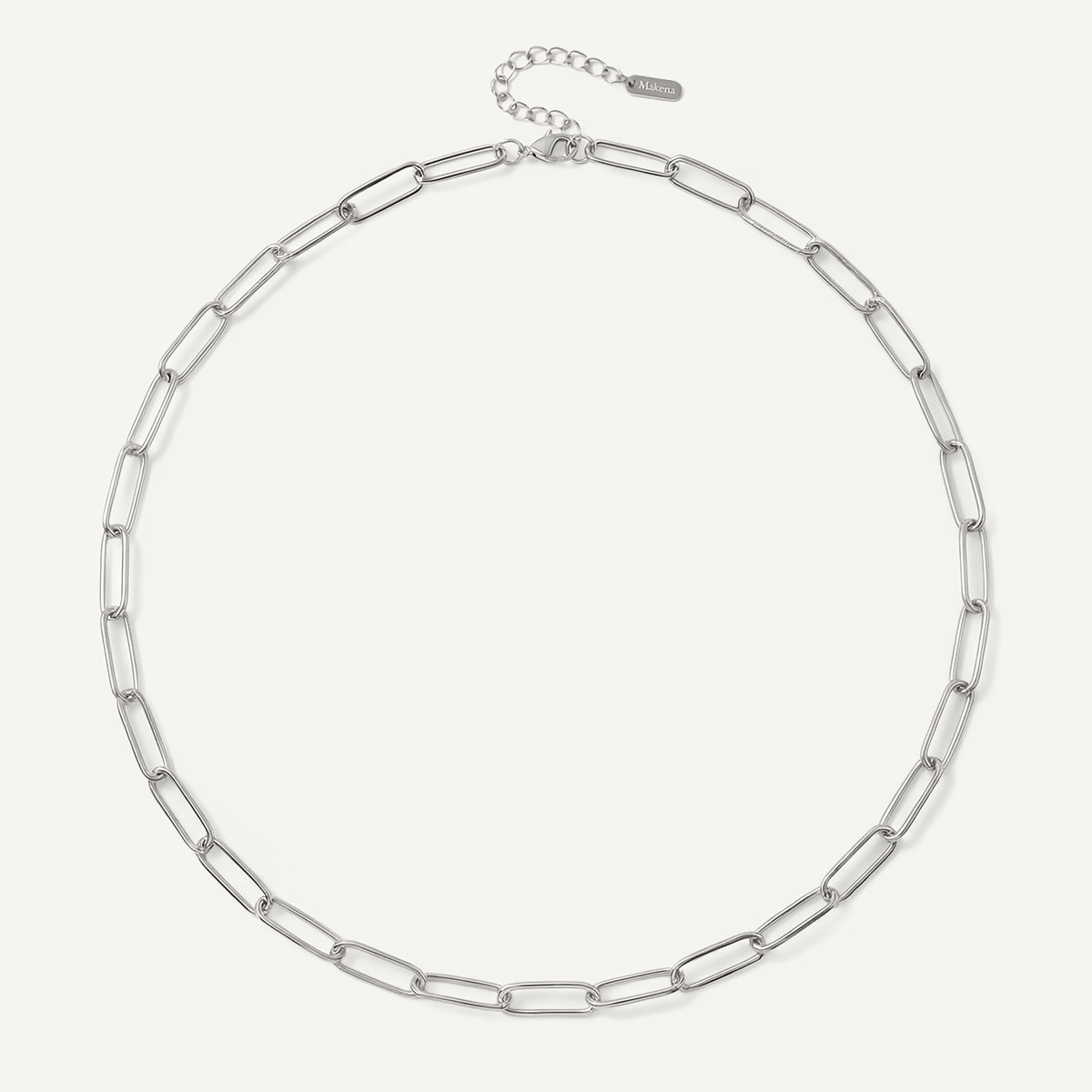 Thick Large Paperclip Chain Necklace, Silver